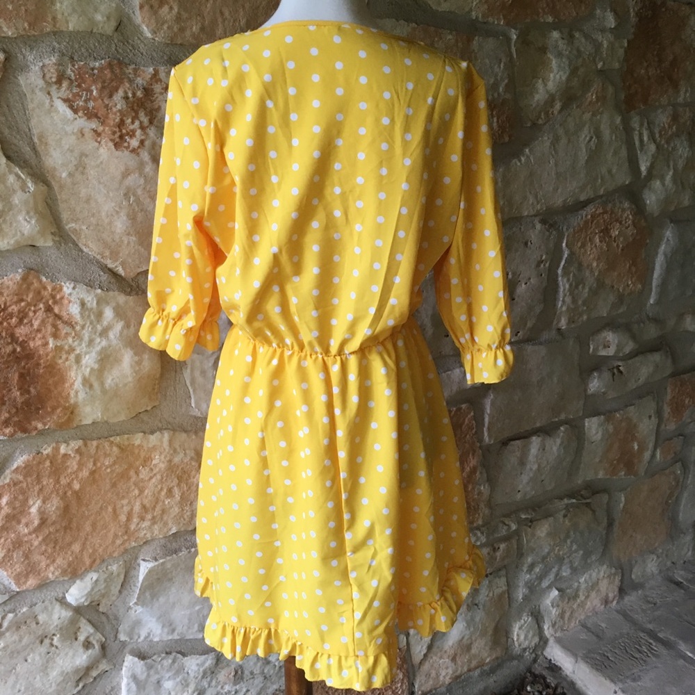5βοΈFave!! π Sunny Days Yellow Polka Dot Dress π - Picture 4 of 4